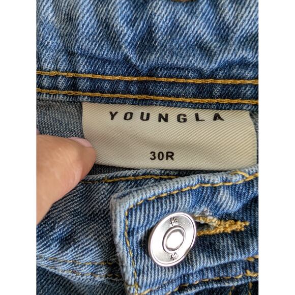 Youngla 609 Jeans Men Size 30Rx29* Baggy Laid Back Straight Leg Light Blue Wash - Picture 4 of 10